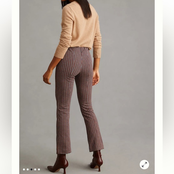 Anthropologie Maeve The Margot flare cropped pants houndstooth L - Picture 2 of 8
